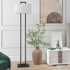 Hudson&Canal Adair 68" Tall Floor Lamp with Fabric Shade - Blackened Bronze/White-Handcrafted blackened bronze finish is applied to the candlestick metal base