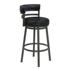 Armen Living Madrid 30" Bar Height Swivel Bar Stool in Ford Black Faux Leather & Mineral Finish-It can be tough crafting the perfect seating option for our customers, we are always thinking of the most unique ideas for the best user experience. Providing these features is one way we can do this and help exceed your expectations. The wonderful full 360-degree swivel function allows for maximum mobility. The smooth glide swivel function allows you to change directions with ease, making this your new favorite 