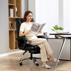 HOMCOM Leather Executive Office Chair - Black-360° swivel and smooth wheels enable flexible movement