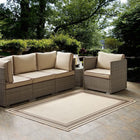 Modway Rim Solid Border Indoor/Outdoor Area Rug - 5 ft W x 8 ft L - Light/Dark Beige-Tight Low Pile Weave