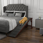 PawHut 74" L Pet Ramp with Non-slip Carpet - Brown-Also a good decoration for your room 