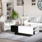 HOMCOM Modern Rectangle Coffee Table with Hidden Storage Trunk Slide Top - Black and White-Simply slide the white section of the table top to reveal a hidden storage compartment