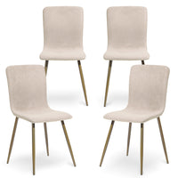 FurnitureR Dining Side Chair - Beige - 4 Pack-Metal tube finish for durability and longevity, sturdy construction for years of enjoyment