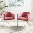 Modway Savour Performance Velvet Accent Dining Armchair - Dusty Rose - 2 Pack-Stain-Resistant Performance Velvet