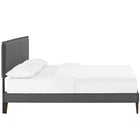 Modway Camille Fabric Full Platform Bed with Squared Tapered Legs - Grey-Wood Frame / Particleboard Panel