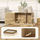 PawHut Cat Litter Box Enclosure with Rattan Door and Scratching Pad - Oak-Boho style with rattan door enhances home aesthetics 
