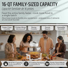 Granitestone Big Boss 16 qt Extra Large Glass Air Fryer with 3 Cooking Sections and Stainless Steel Racks - White-Cook like a pro every time: simple time and temperature dials help you nail meats, seafood, and veggies with consistent, delicious results