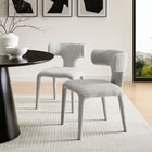 Modway Stellan Curved Back Boucle Upholstered Dining Chair - Dove Grey - 2 Pack-Non-Marking Floor Glides