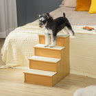 PawHut 21.3" H Pet Stairs for High Bed - Natural Wood-Using high-quality MDF material for both pet and the owner' healthy 