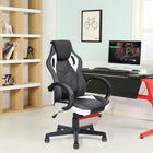 FurnitureR High-Back PU Leather Swivel Gaming Chair - White-Sturdy 5-star base for easy mobility