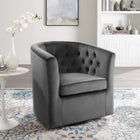 Modway Prospect Tufted Performance Velvet Swivel Armchair - Charcoal-Performance Velvet Upholstery