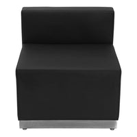 Flash Furniture HERCULES Alon Series Black Leather Chair with Brushed Stainless Steel Base-Modular Chair