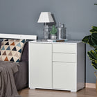 HOMCOM 31.1" L High Gloss Buffet Sideboard with 2 Drawers - White-Features 2 drawers, 2-door cabinets, and a flat tabletop
