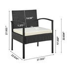 Manhattan Comfort Noli Modern Patio 2-Person Seating Group 3-Piece Set with End Table - Black/Cream-Removeable Cushions with Zipper. Made of High Quality Water Proof Fabric. Washable Fabric