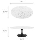 Modway Lippa 48" Oval Faux Marble Coffee Table - Black White-Artificial Marble Tabletop