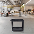 Luxor TUFFY XL Two-Tier Multi-Purpose Utility Cart - 32" W x 18" D - Black-Finished in black, the design suits various professional environments while offering easy-to-clean surfaces