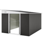 Outsunny Steel Outdoor Metal Tool House - 11' x 9' - Grey-Corrugated steel frame, galvanized for extra strength. Tough and resistant to rusting and corrosion 
