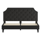 Flash Furniture Brighton King Size Tufted Upholstered Platform Bed - Black Fabric-Gold Nailhead Trim