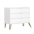 Manhattan Comfort Avira 35" Mid-Century Modern 3-Drawer Dresser - White-Compact, versatile design ideal for bedrooms, guest rooms, or apartments