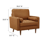 Modway Valour Tufted Vegan Leather Accent Armchair - Tan-Biscuit Tufting