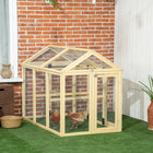 Pawhut 42" H Large Chicken Run with 2 Doors and 3 Perches - Natural-Lockable doors to keep poultrys secure 