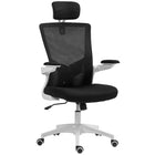HOMCOM Ergonomic Office Chair with Adjustable Headrest - Black-Stay comfortable all day with a breathable linen-look seat and mesh back