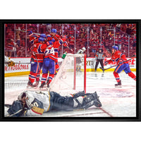 Montreal Canadiens Game-Winning Goal - Framed Canvas - 31" x 22"-Premium canvas print with gallery-wrapped edges