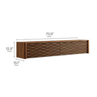 Modway Emric Wave 71" Wall-Mounted TV Cabinet - Walnut-Two Hinged Drop-Down Doors