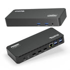 Plugable 100 W Triple Display Laptop Docking Station with USB-C -12-in-1 Expansion—With a compatible USB-C, USB4 or Thunderbolt laptop running Windows, macOS, or ChromeOS, this laptop docking station can charge your device, connect up to 3 HDMI monitors while providing Gigabit Ethernet, 3.5mm combo audio jack, and 6x USB 3.0 ports