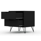 Manhattan Comfort Rockefeller 20.08" Mid-Century Modern 2-Drawer Nightstand 2-Piece Set - Black-Fashionable Wire Splayed Legs Made of Metal for Extra Durability