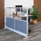 Luxor Modular Wall - 70" W x 48" H - Segmented Grey Frame, Frosted Acrylic, Cool Grey PET-Integrates with the Room Divider System for scalable layouts