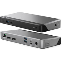 ALOGIC DX2 Dual 4K Display Universal Docking Station with 100W Power Delivery-2 x 4K@60Hz DisplayPort (3840 x 2160), 2 x USB-A 3.1 Gen1 (5G) , 1 x USB-A 3.1 Gen 1 (5G) BC 1.2, 1 USB-C 3.1 Gen 2 (10G) BC 1.2 , 1 x 3.5mm Combo Jack, , 1 x Gigabit Ethernet Port
