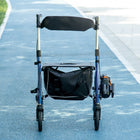 HOMCOM 8'' Wheels Rollator Walker with Adjustable Handle and Seat - Blue-Dual hand brakes to control the rear wheels 