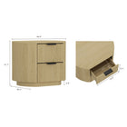 Manhattan Comfort Olivia 26.5" Modern Nightstand - Natural Oak/Black-Horizontal Glam Drawer Handles Made of Metal with a Choice of Black or Gold Finish