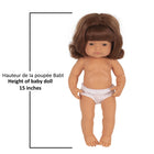Miniland Educational Anatomically Correct 15" Baby Doll - Caucasian Girl - Red Hair-Great for teaching social skills
