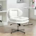 HOMCOM Criss Cross Armless Office Chair - White-Adjustable height and gentle tilting function help you find your personal comfort