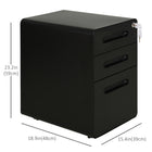 Vinsetto 3-Drawer Letter/A4 Filing Cabinet with Wheels Lockable - Black-4 omnidirectional wheels for easy movement
