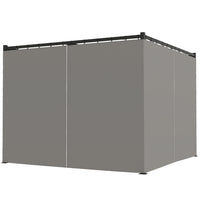 Outsunny Retractable Pergola Canopy with Sidewalls - 10' x 10' - Light Grey-PU-coated polyester canopy is retractable, slides to a position to keep you protected from the sun	 