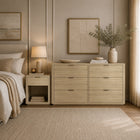 Manhattan Comfort Evelyn 60" Modern 6-Drawer Double Dresser - Natural-30 Day Limited Manufacturer's Warranty