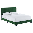 Modway Celine Channel Tufted Performance Velvet Full Bed - Emerald-Channel Tufted Headboard