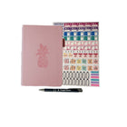 Wamaco Pineapple Planning Essestial Collection - Pink Undated Planner, Stickers, Pen-Convenient – This set is small enough to fit in most bags or purses for easy use.