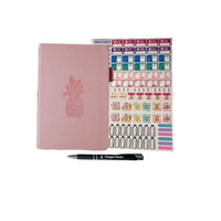 Wamaco Pineapple Planning Essestial Collection - Pink Undated Planner, Stickers, Pen-Convenient – This set is small enough to fit in most bags or purses for easy use.