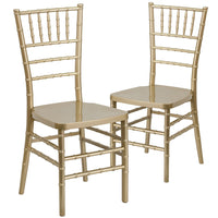 Flash Furniture HERCULES PREMIUM Series Gold Resin Stacking Chiavari Chairs - 2 Pack-Set of 2 Chiavari Chairs