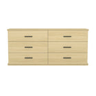 Manhattan Comfort Clifford Traditional 6-Drawer Double Dresser - Natural Oak-Wood Grain Laminate Finish: Warm, natural wood look with a durable, easy-to-clean surface