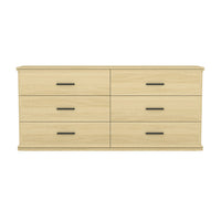 Manhattan Comfort Clifford Traditional 6-Drawer Double Dresser - Natural Oak-Wood Grain Laminate Finish: Warm, natural wood look with a durable, easy-to-clean surface