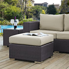 Modway Convene Outdoor Patio Fabric Square Ottoman - Espresso/Beige-Powder Coated Aluminum Frame