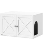 PawHut Hidden Cat Litter Box Enclosure with Doors - White-Dual function as cat restroom and stylish table 