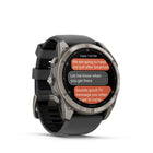 Garmin fēnix 8 Pro Multisport GPS Smartwatch - 51 mm - Titanium with Graphite/Black Silicone Band-ADVANCED MAP NAVIGATION - Navigate your adventures by using preloaded TopoActive maps with relief shading — plus built-in maps for golf courses and ski resorts around the world. A dynamic round-trip routing feature offers suggested routes to bring you back to your starting point on time.
