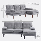 HOMCOM L-Shape Sofa with Right Chaise Lounge and Rubber Wooden Legs - Grey-Thick back cushions and arm pads provide extra support