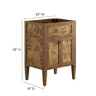 Modway Elysian 24" Wood Bathroom Vanity Cabinet - Brown-Concealed Kitchen Hinges